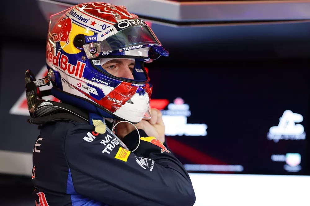 Max Verstappen wearing his 2026 helmet