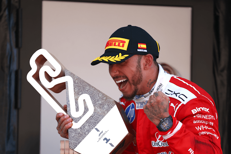 Lewis Hamilton after winning the Barcelona GP 2026